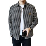 春季新款条纹衬衫男长袖潮流百搭休闲衬衣C8815-P90，男装衬衫，电商A239