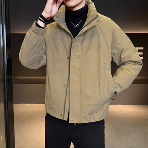 标羽绒服男工装风冬季潮流立领短款外套男士夹克Y185-P198,冬季女士黑西装搭配图片