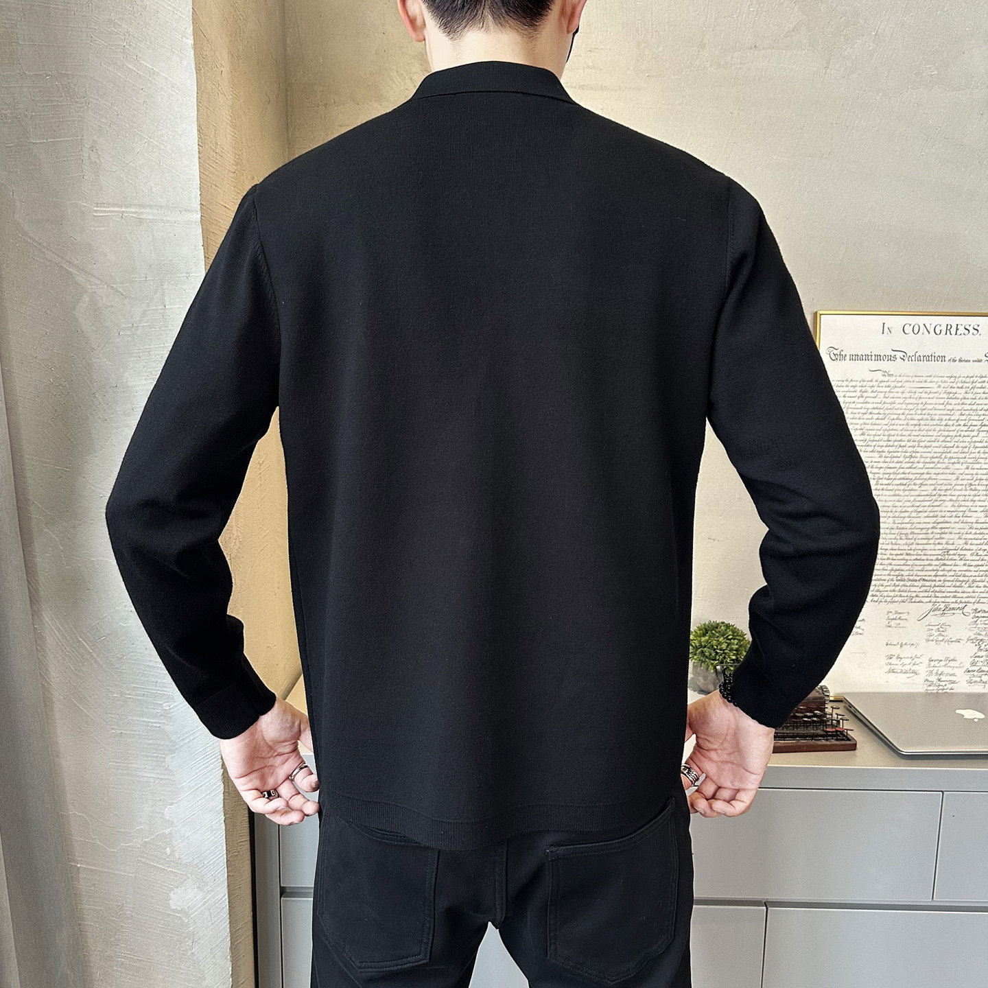 针织翻领天丝开衫春季韩版潮流毛衣百搭外套男士上衣K7737-P130,男装针织衫/毛衣,电商A239
