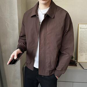 春季翻领纯色休闲夹克外套男韩版潮流百搭上衣外套JK6505-P125图片
