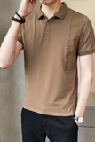 2025春夏新款翻领拼接纯色短袖POLO衫男体恤PL9462-P68，男装Polo衫，电商A239