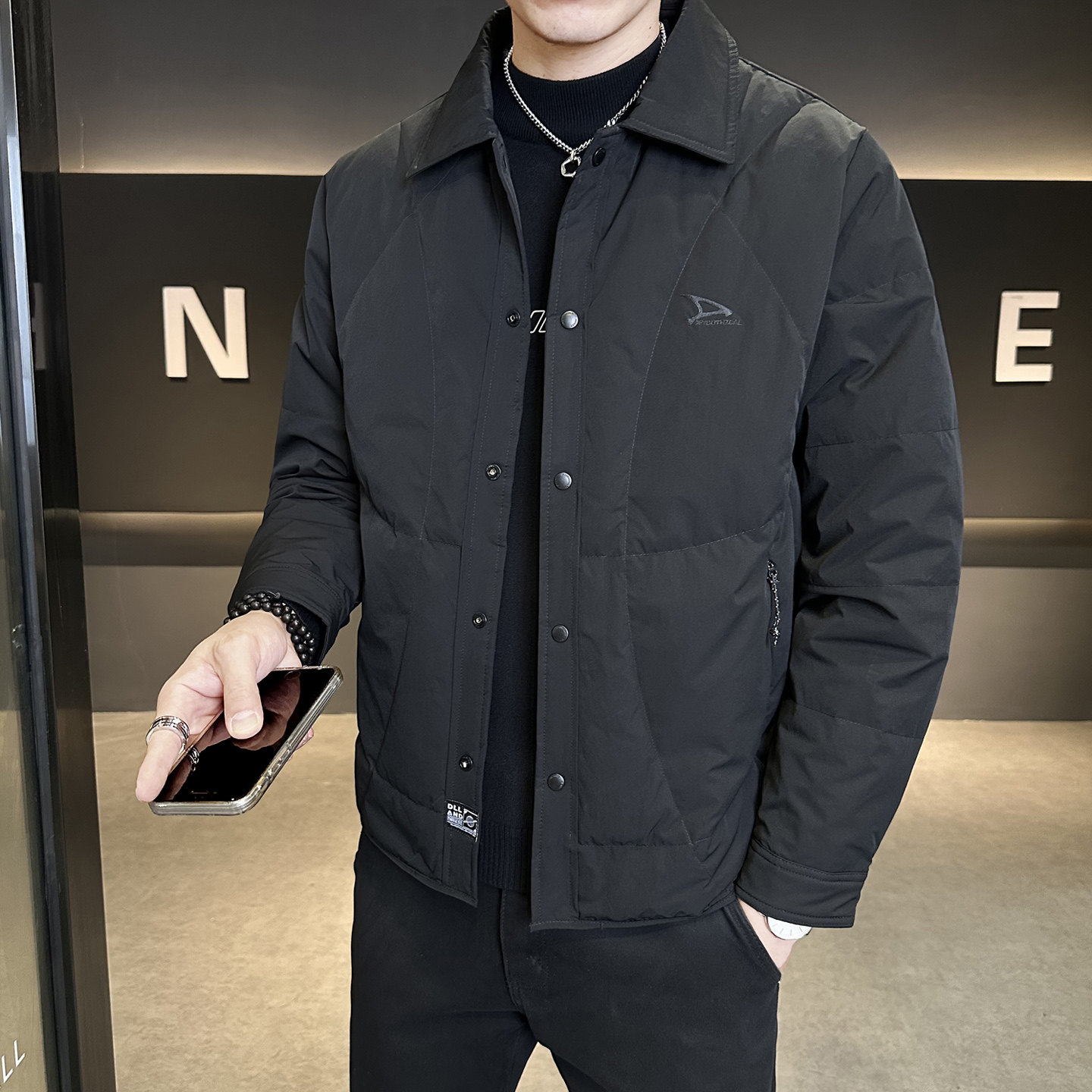 标90轻薄羽绒服男冬季潮流翻领短款外套男士夹克Y2566-P195，男装羽绒服，电商A239