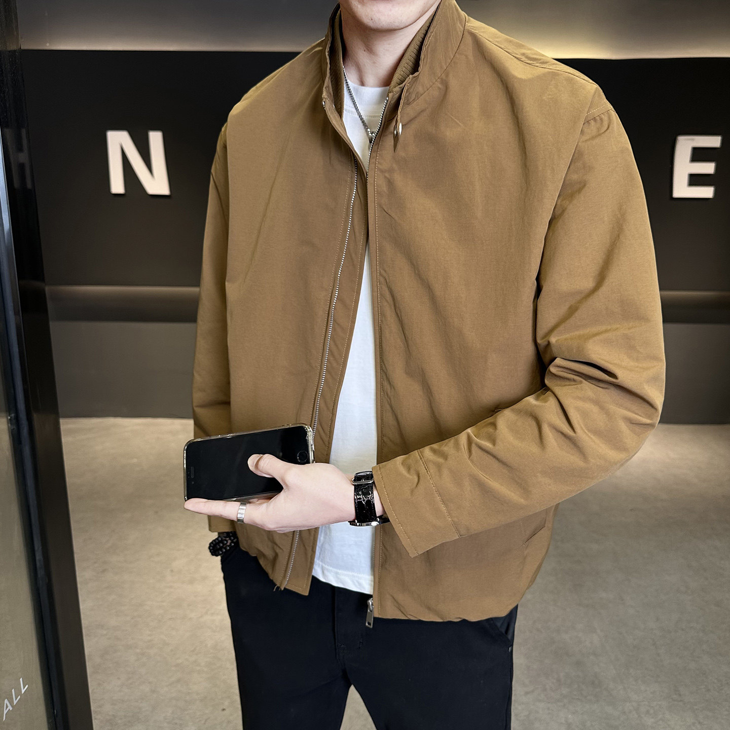 休闲风立领夹克男春秋外套潮牌宽松拉链开衫男士外套JK2616-P125，男装夹克，电商A239