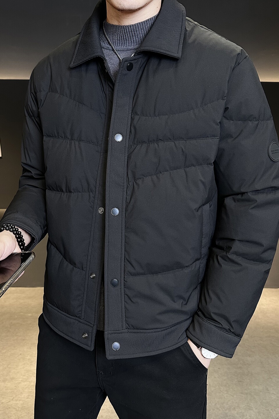 标轻薄羽绒服男工装风冬季潮流翻领短款外套男士夹克Y809-P165，男装夹克，电商A239