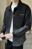 春季牛仔条纹衬衫外套休闲长袖上衣C520-P110，男装夹克，电商A239