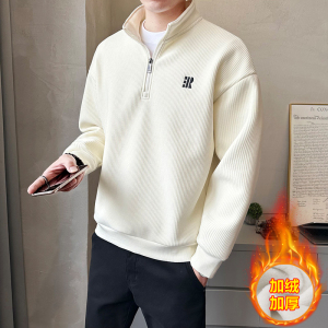 冬季新款加绒加厚休闲立领打底衫 宽松套头男士内搭上衣W6862-P90图片