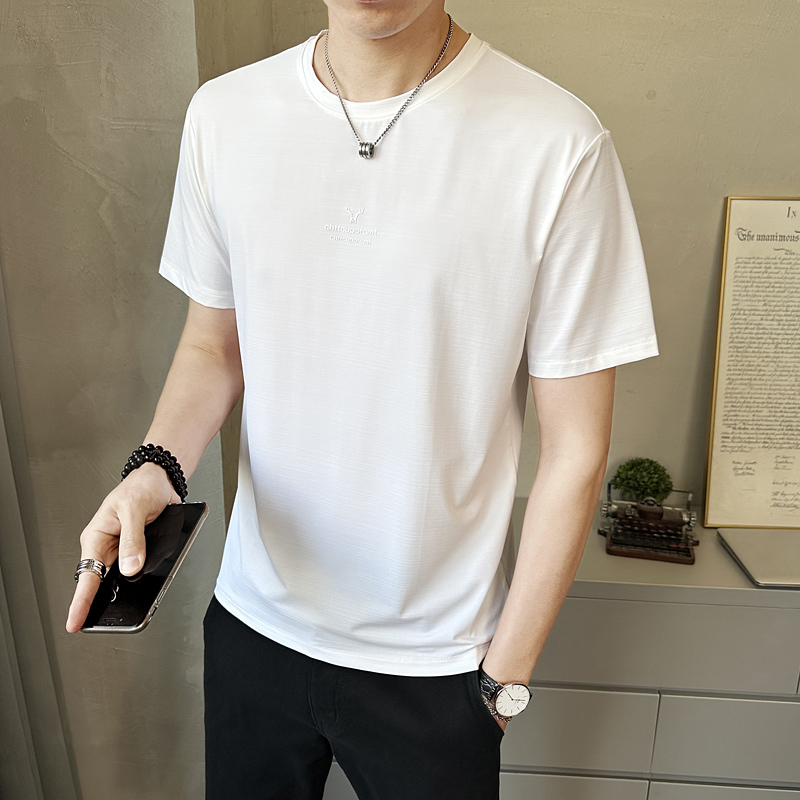 新款男士圆领短袖T恤时尚百搭休闲上衣潮牌半袖T恤T65801-P35，男装T恤，电商A239