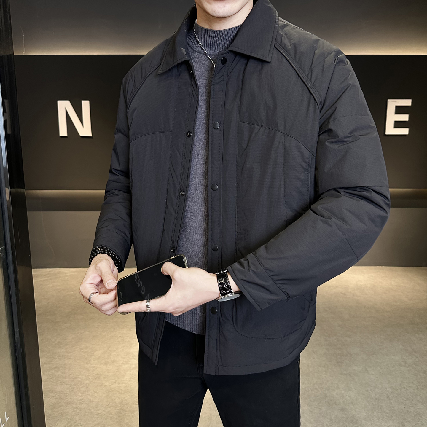 标轻薄羽绒服男冬季潮流翻领短款外套男士夹克Y9903-P170，男装夹克，电商A239