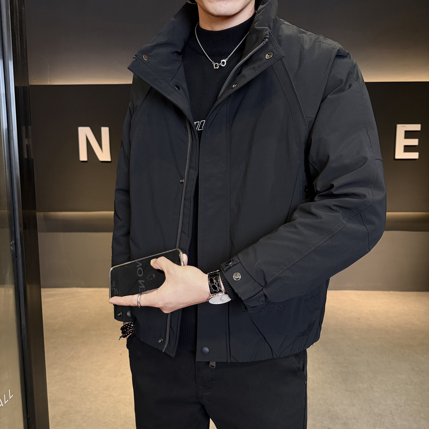 标羽绒服男工装风冬季潮流立领短款外套男士夹克Y185-P198,男装夹克,电商A239