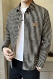 春季新款条纹衬衫男长袖潮流百搭休闲衬衣C8815-P90，男装衬衫，电商A239