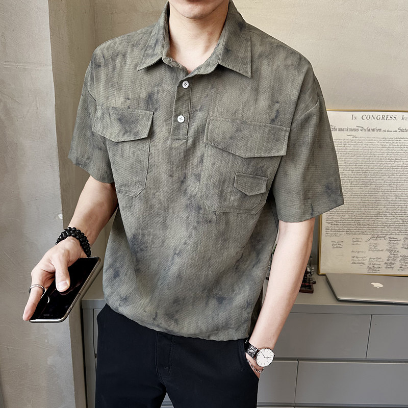 夏季新款男士中袖衬衫时尚百搭休闲衬衣薄款上衣C5286-P58,男装衬衫,电商A239
