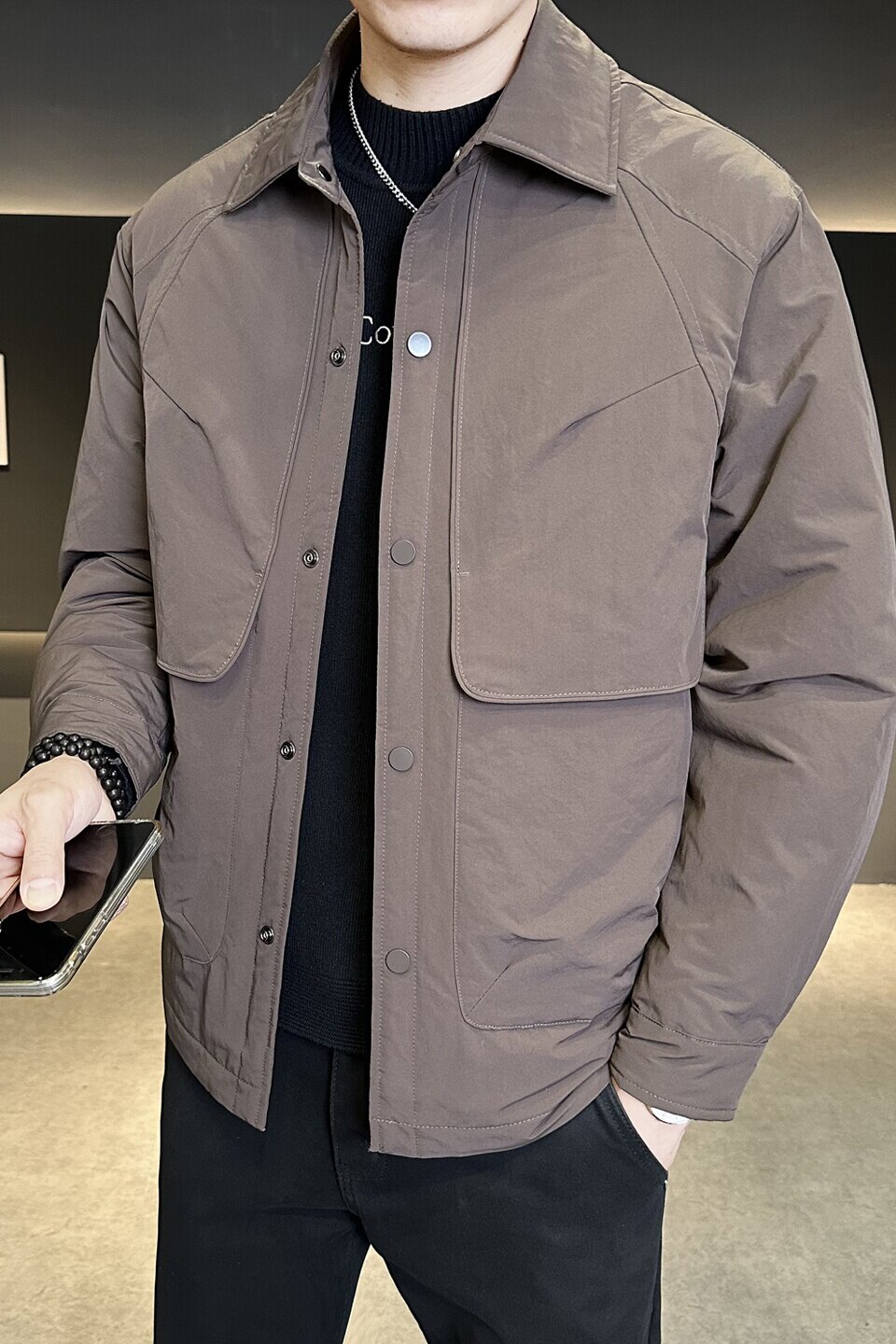标轻薄羽绒服男冬季潮流翻领短款巴恩风外套男士夹克Y173-P165,男装夹克,电商A239