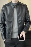 秋季短款皮衣小立领外套男韩版修身机车皮夹克P5580-P140，男装夹克，电商A239