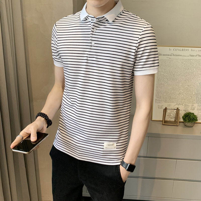 夏季男士休闲条纹纯色Polo衫男短袖T恤衫PL3201-P58，男装Polo衫，电商A239