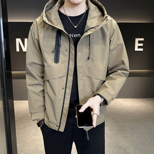 春季潮牌连帽工装夹克冲锋衣外套男潮流帅气休闲上衣服JK77-P120,儿子定婚父母穿什么衣服搭配好图片