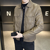 秋季短款皮衣翻领外套男韩版修身机车皮夹克P2626-P160，男装皮衣，电商A239