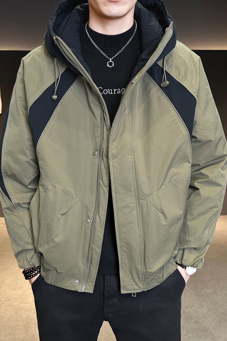 冬季标新款拼接羽绒服男短款保暖羽绒外套Y2559-P220,男装羽绒服,电商A239