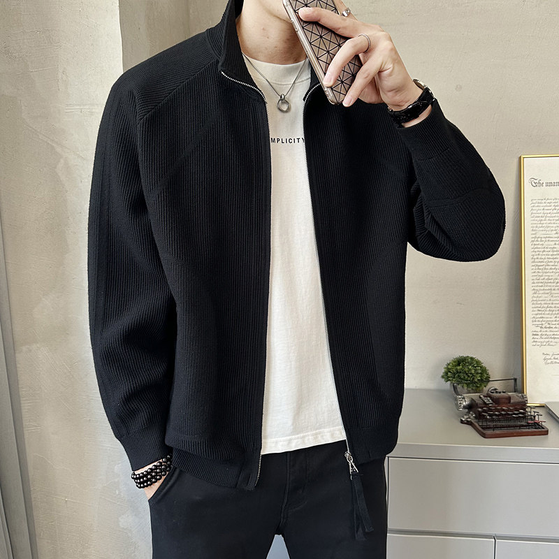 2026春莱赛尔立领毛衣开衫男士秋季休闲短款毛衣外套K7719-P130,男装针织衫/毛衣,电商A239