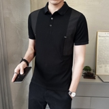 2025春夏新款翻领拼接纯色短袖POLO衫男体恤PL9462-P68，男装Polo衫，电商A239