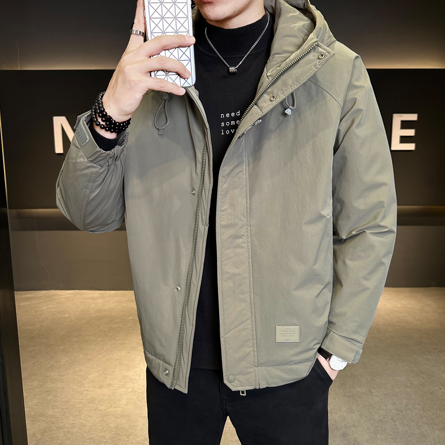 标连帽羽绒服男冬季潮流休闲短款外套男士夹克Y2523-P198,男装夹克,电商A239