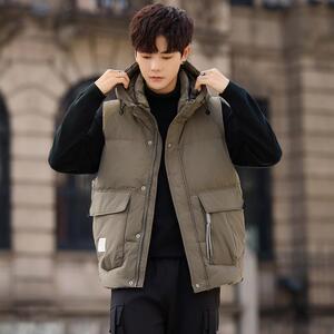 Tim短款连帽羽绒马甲男休闲日系面包服保暖马夹背心M8082-P130,矮个子长羽绒服搭配图片