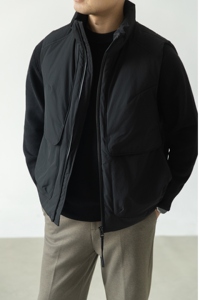 老钱风标羽绒马甲男冬季宽松潮牌保暖外套羽绒服背心M159-P125图片