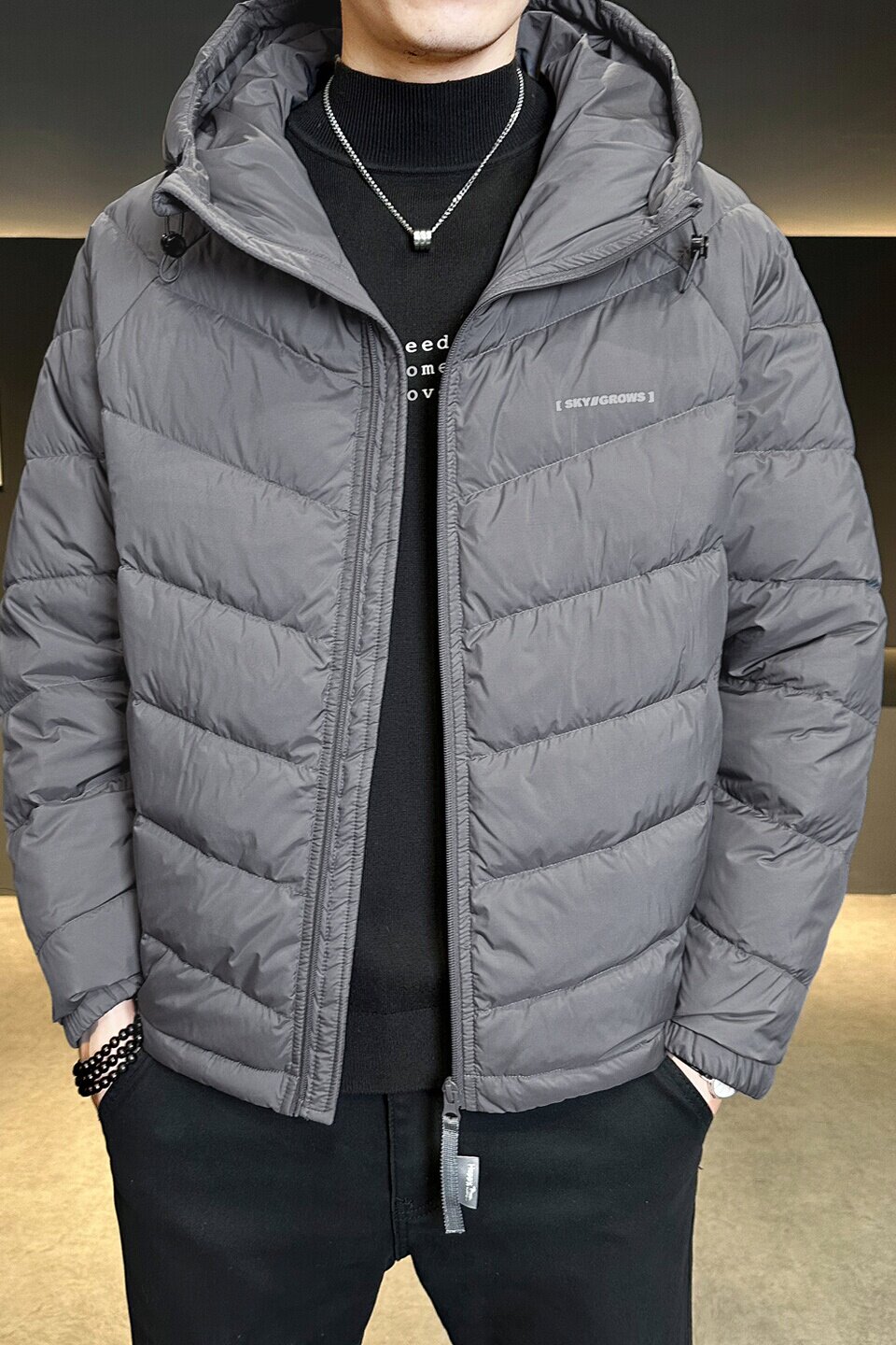 标轻薄排骨羽绒服男冬季潮流连帽短款外套男士夹克Y8611-P175,男装夹克,电商A239