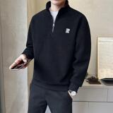 冬季新款加绒加厚休闲立领打底衫宽松套头男士内搭上衣W6862-P90，男装卫衣，电商A239