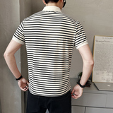 2025夏季新款男士短袖T恤翻领条纹polo衫休闲百搭上衣PL88507-P58，男装Polo衫，电商A239