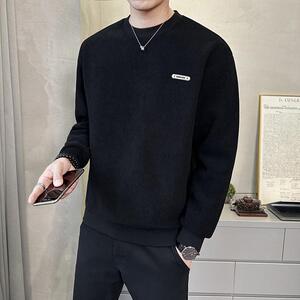 冬季新款潮流长袖圆领加绒加厚棉卫衣 韩版微阔打底T恤W6701-P80图片