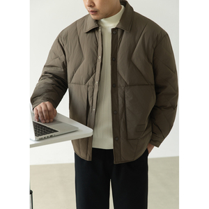 老钱风轻薄羽绒服标男冬季潮流翻领短款外套男士夹克Y2510-P155图片