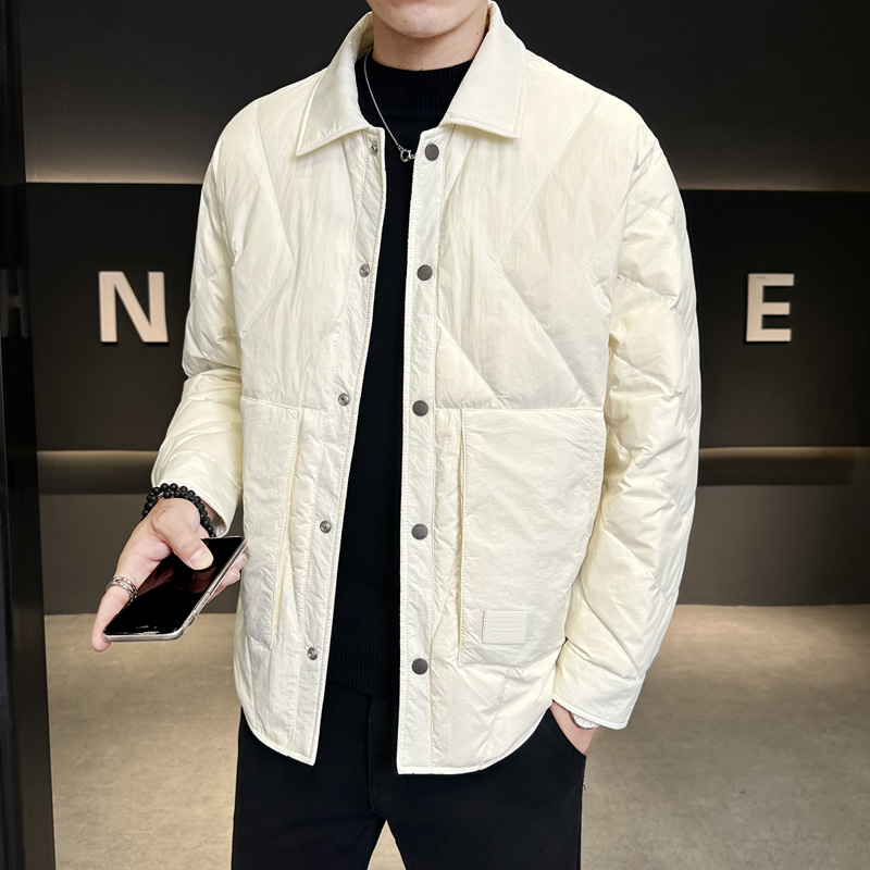 轻薄标羽绒服男冬季潮流翻领短款外套男士夹克Y2510-P155，男装羽绒服，电商A239