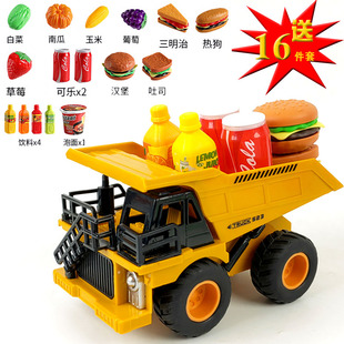 惯性运输翻斗车儿童采矿运石车工程卡车男孩交通信号灯塔吊玩具车