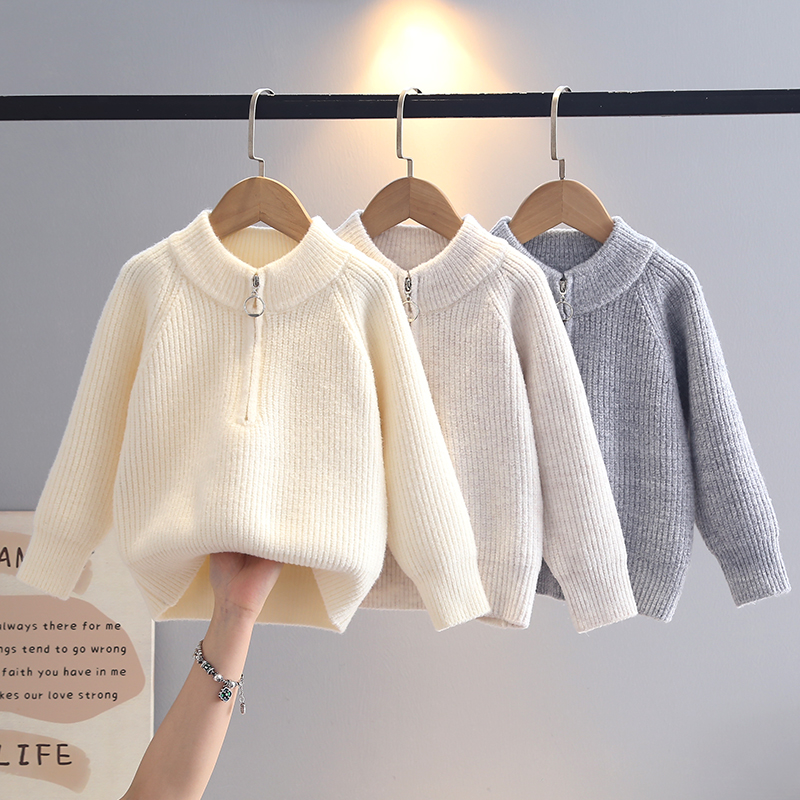 2025新款儿童时尚针织毛衣中小童男女童套头毛衣加厚保暖外搭上衣