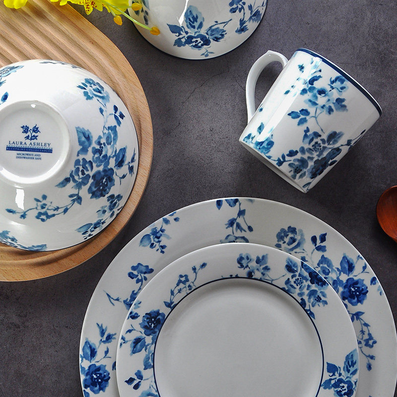 欧式家用釉下彩陶瓷餐具水墨玫瑰罗兰爱思系列套装碗马克杯盘子,餐饮具,盘,淘宝优惠券,粉丝福利购,淘宝优惠卷