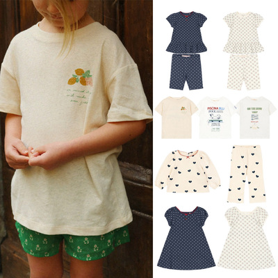 26春夏新款ks系列爱心系列柠檬短袖T恤骑行裤套装连衣裙童装