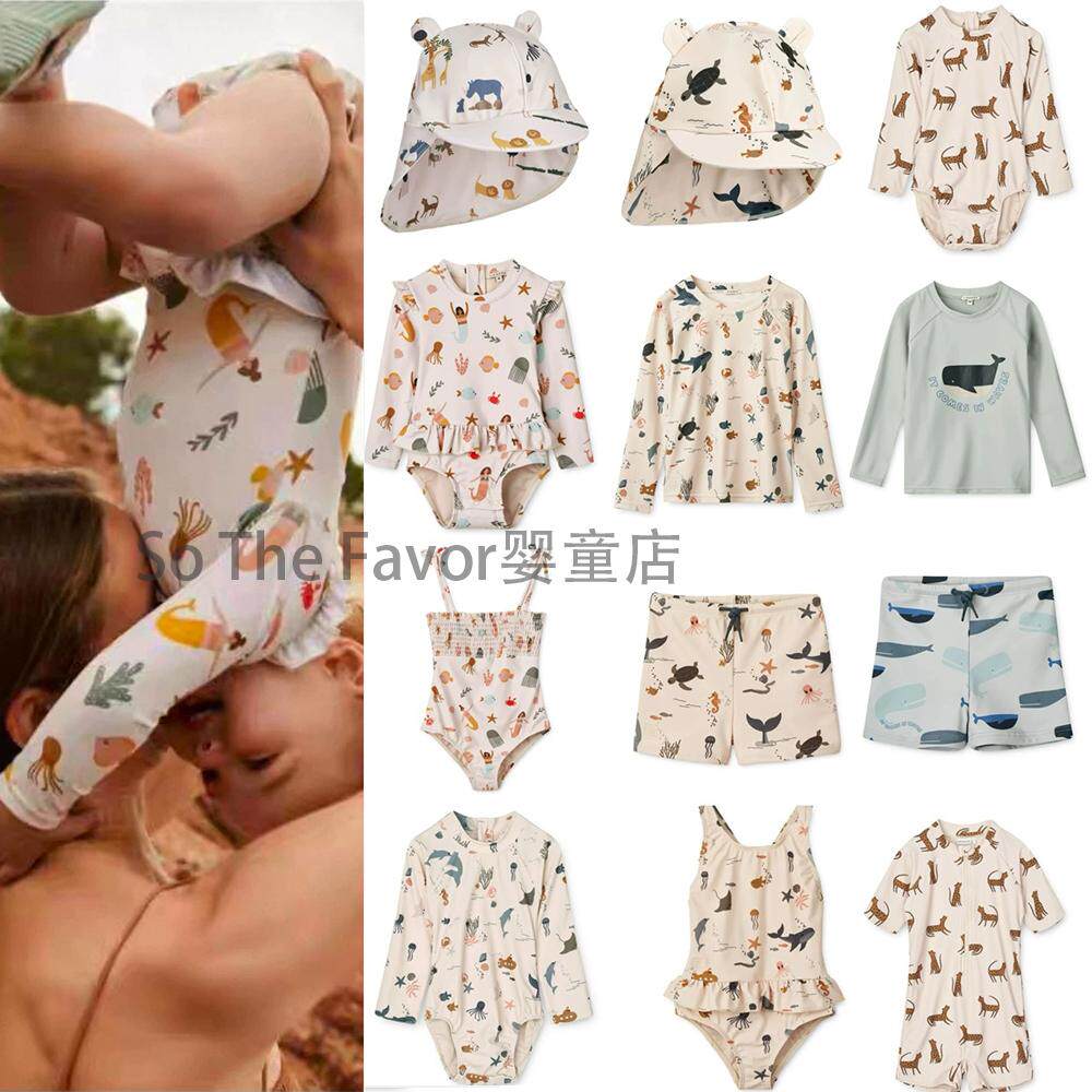 25LE男女童泳衣海洋动物系列长袖泳衣动物园防晒泳衣