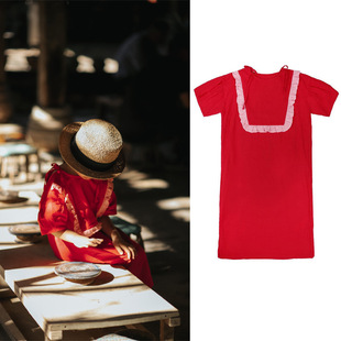 绑带裙 度假亲子连衣裙亚麻透气女童淑女长款 25夏季 新款