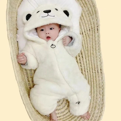 新生儿加棉冬装婴儿加厚绒连体衣熊宝宝棉衣冬季男女小宝宝外出服