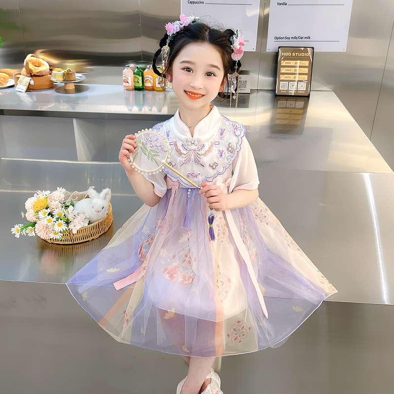 女童汉服夏季2025新款女宝宝中国风夏款连衣裙儿童夏装公主裙子