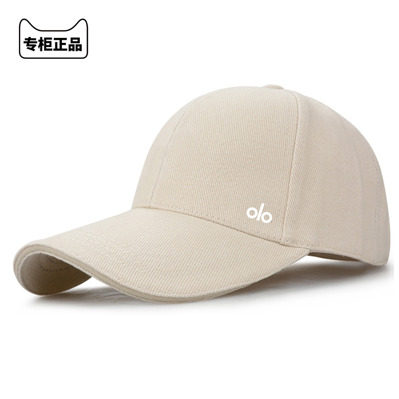 加拿大米色纯棉硬顶棒球帽女春秋季大头围休闲简约防晒遮阳鸭舌帽
