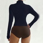 外套 健身拉链跑步运动长袖 欧美短款 撞色运动瑜伽外套修身