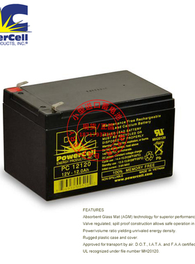原装PC12120瑞典Powercell12V12AH 密封铅酸电池PowercellPC12120