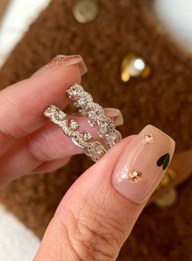 轻奢高级感花边镶嵌满钻蕾丝戒指气质小众复古意式精致时尚食指戒