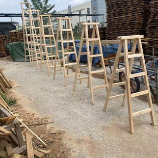 实木梯子人字梯榫卯工艺结构双侧折叠行走梯家用梯装修楼梯可定制