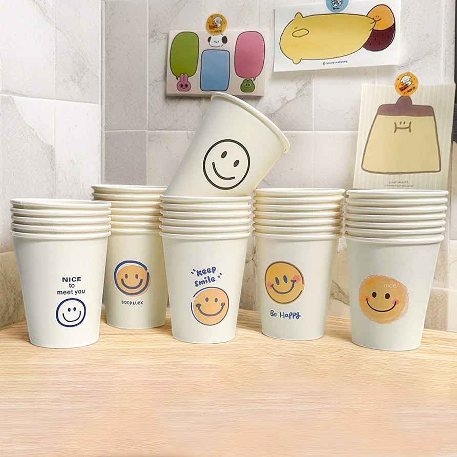 一次性纸杯250ml加厚家用水杯办公室商务杯子ins风简约加硬水杯