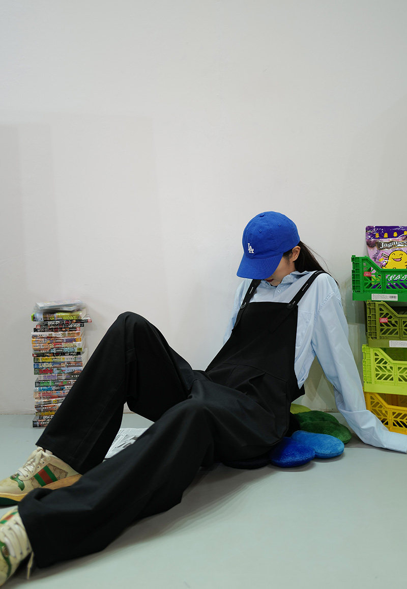 175高个子加长显瘦减龄黑色背带裤女韩版宽松街头时髦ins网红潮牌