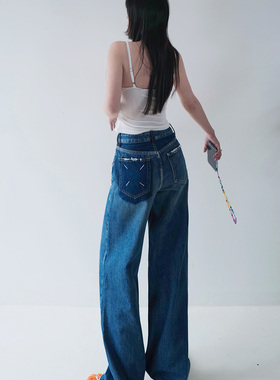 175高个子显瘦牛仔裤窄版阔腿裤女闭眼入大长腿2025秋冬加绒加厚