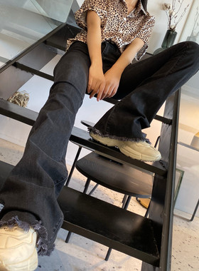 175高个加长女裤超长黑色微喇叭牛仔裤显瘦修身高腰2023春秋新款
