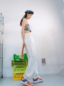 175加长高个子牛仔裤直筒美腻水洗淡绿CHIC巨瘦有范2024秋季新款